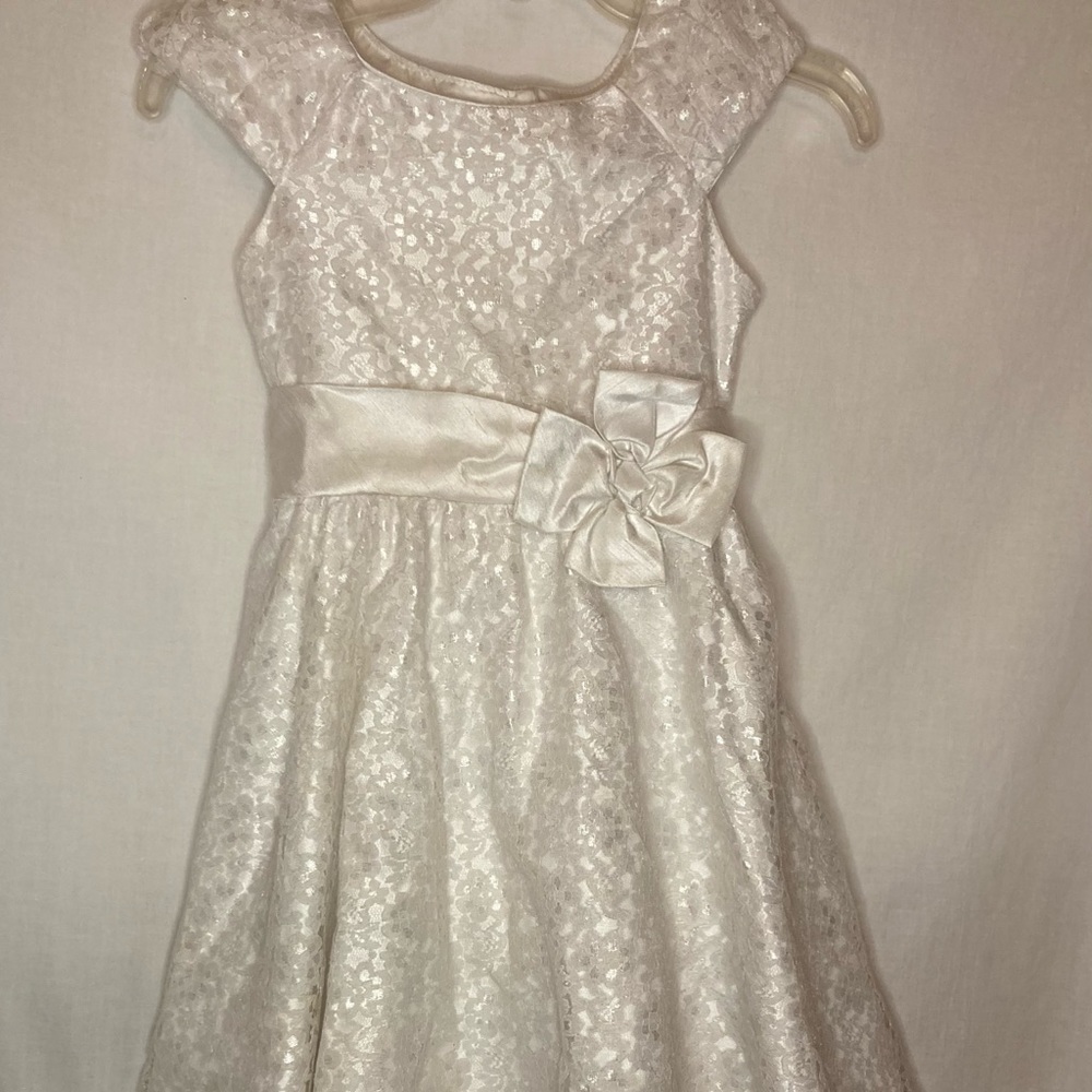 Girls White Lace Dress Communion Confirmation Party Wedding Sz 10 Jona Michelle